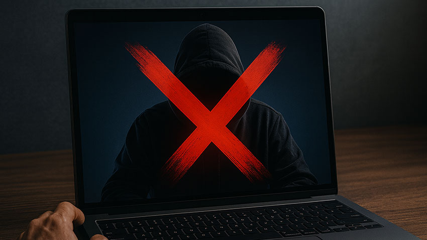 Padlock icon over a webcam representing privacy in video chat